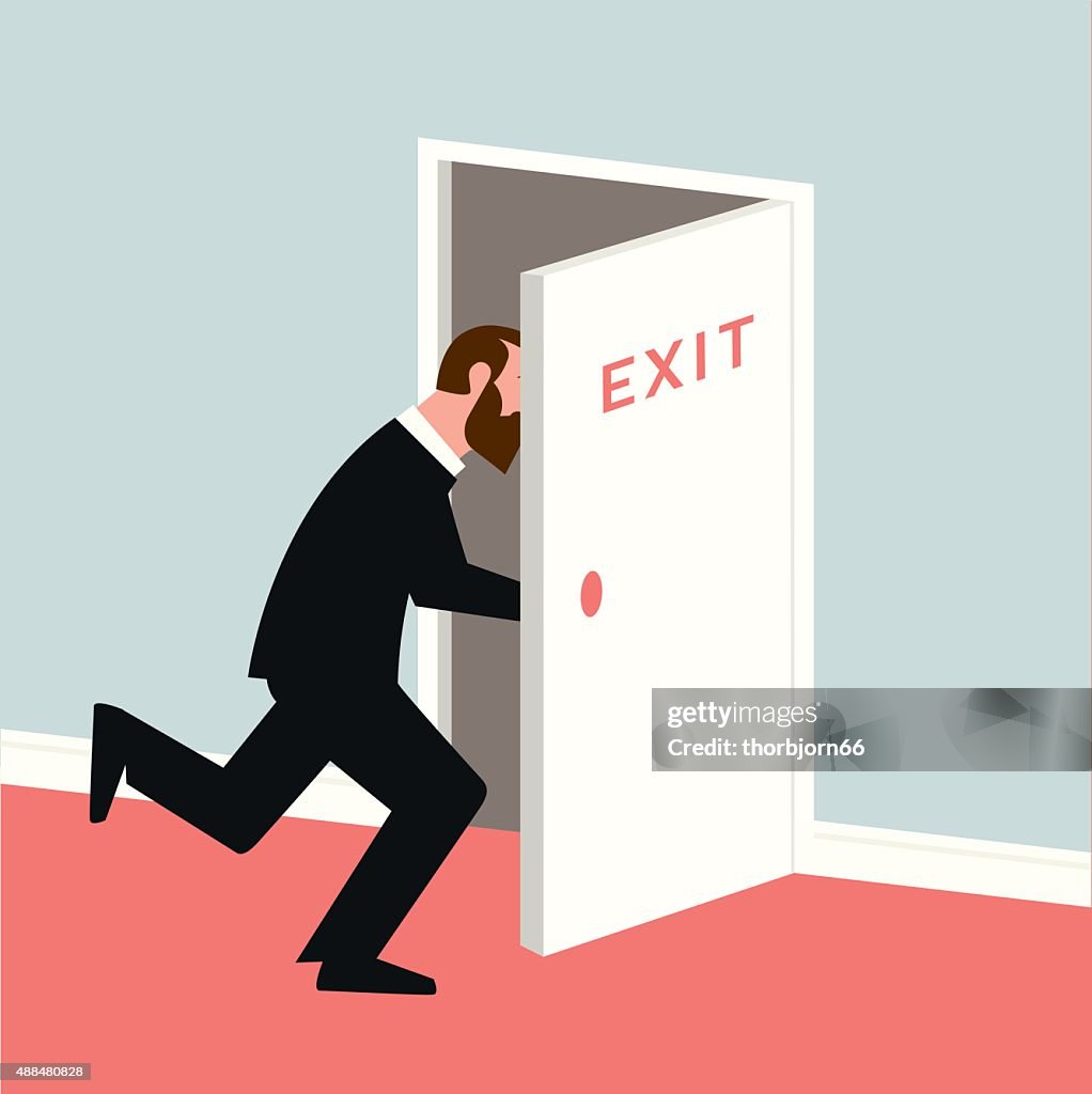 Human Exiting Exit Man High-Res Vector Graphic - Getty Images