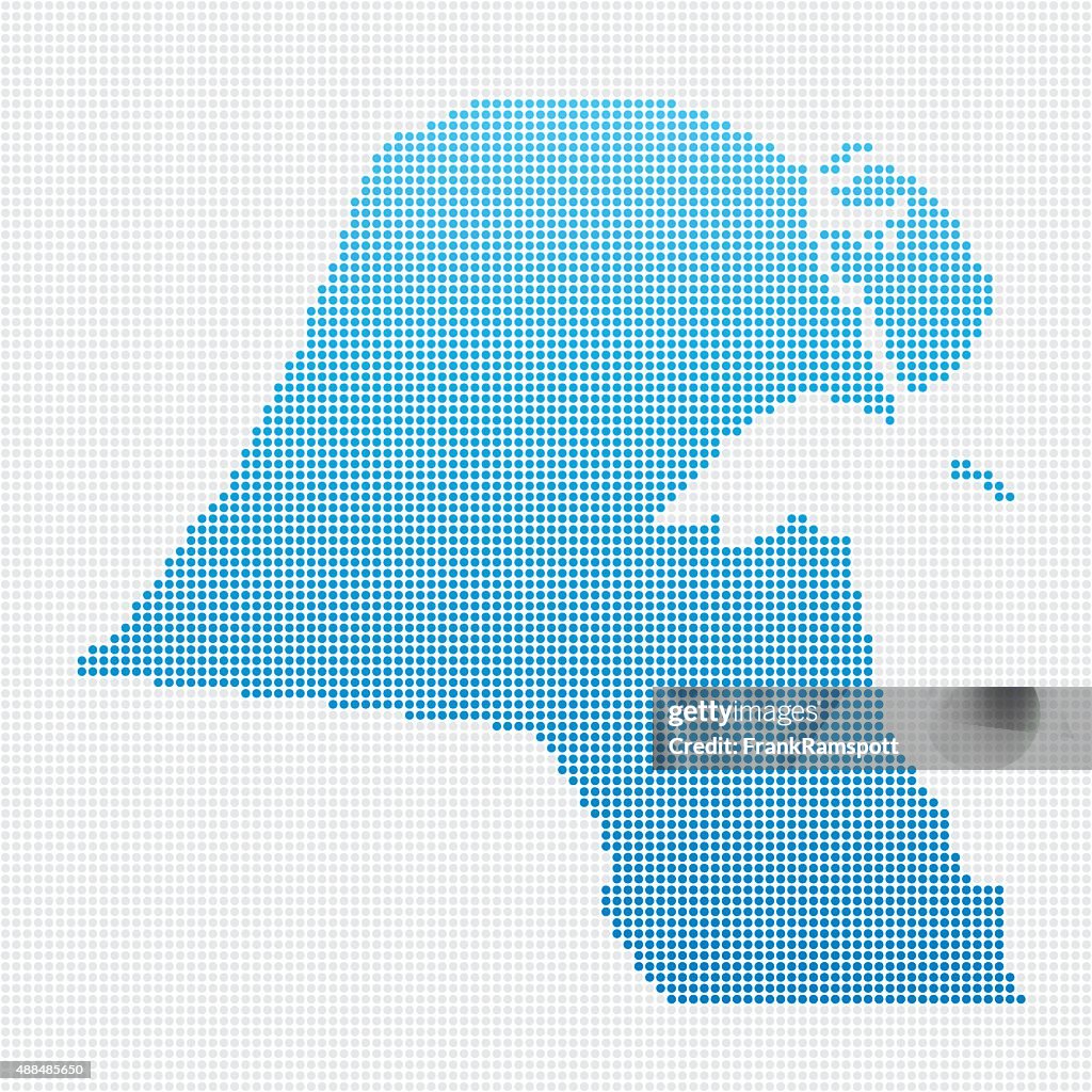 Kuwait Map Blue Dot Pattern
