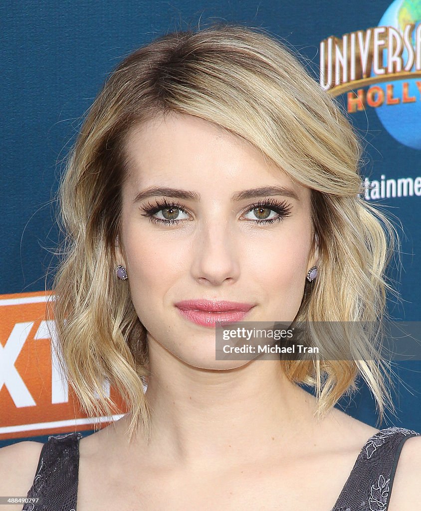 Emma Roberts makes appearance on "Extra" held at Universal City Walk