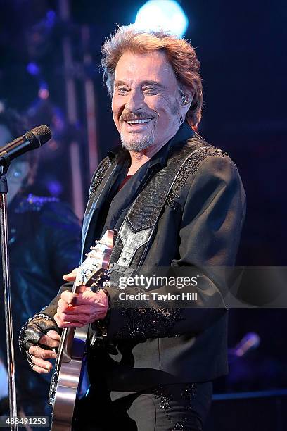 Singer Johnny Hallyday performs in concert at The Beacon Theatre on May 6, 2014 in New York City.