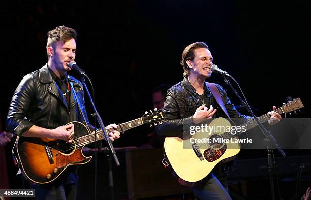 Actor/musicians Sam Palladio and Jonathan Jackson of the cast of "Nashville" perform at Best Buy Theater on May 6, 2014 in New York City.