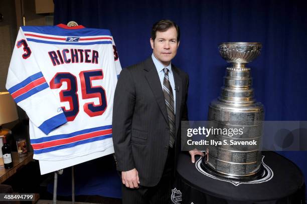 Former New York Ranger Mike Richter attends Sheraton Hotels & Resorts presents the NHL Stanley Cup with former New York Ranger Mike Richter at...