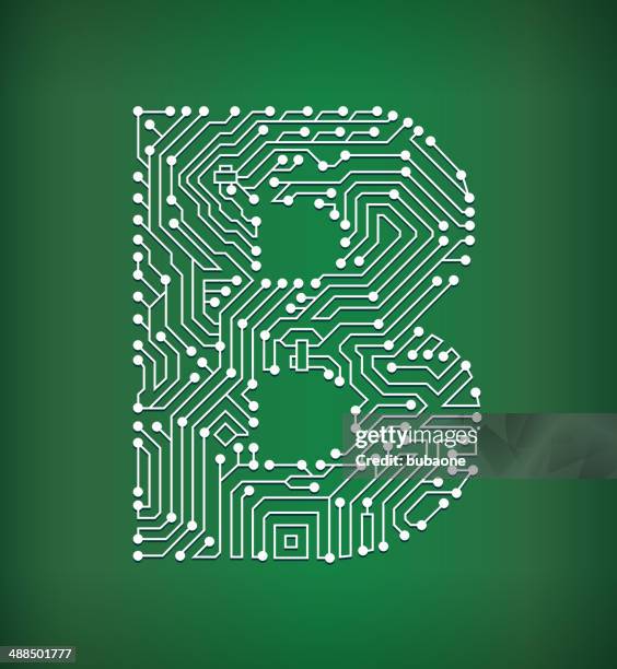 letter b circuit board royalty free vector art background - printed circuit b stock illustrations