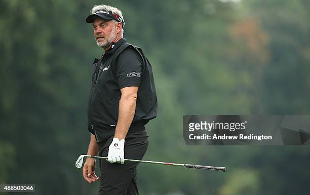 Darren Clarke of Northern Ireland in action during the Pro Am prior to the start of the 72nd Open d'Italia at Golf Club Milano on September 16, 2015...