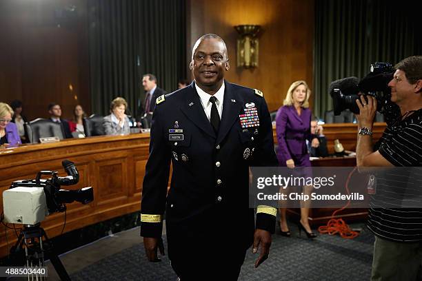 Gen. Lloyd Austin III, commander of U.S. Central Command, prepares to testify before the Senate Armed Services Committee about the ongoing U.S....