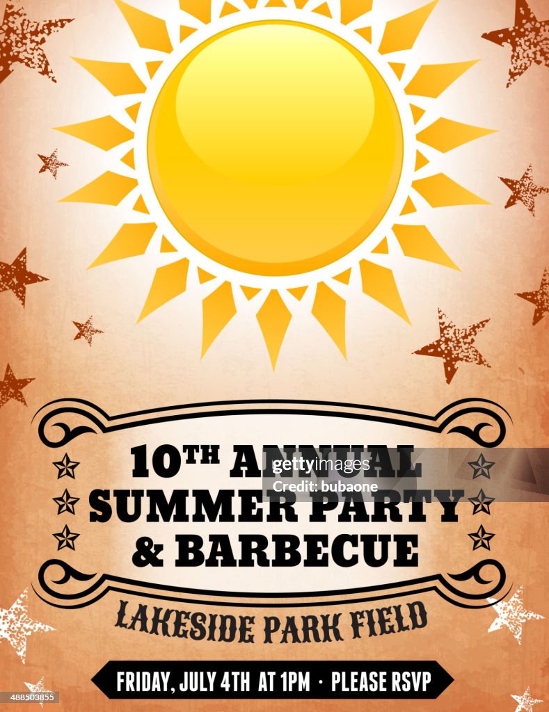 4th of July Barbecue Party royalty free vector postcard