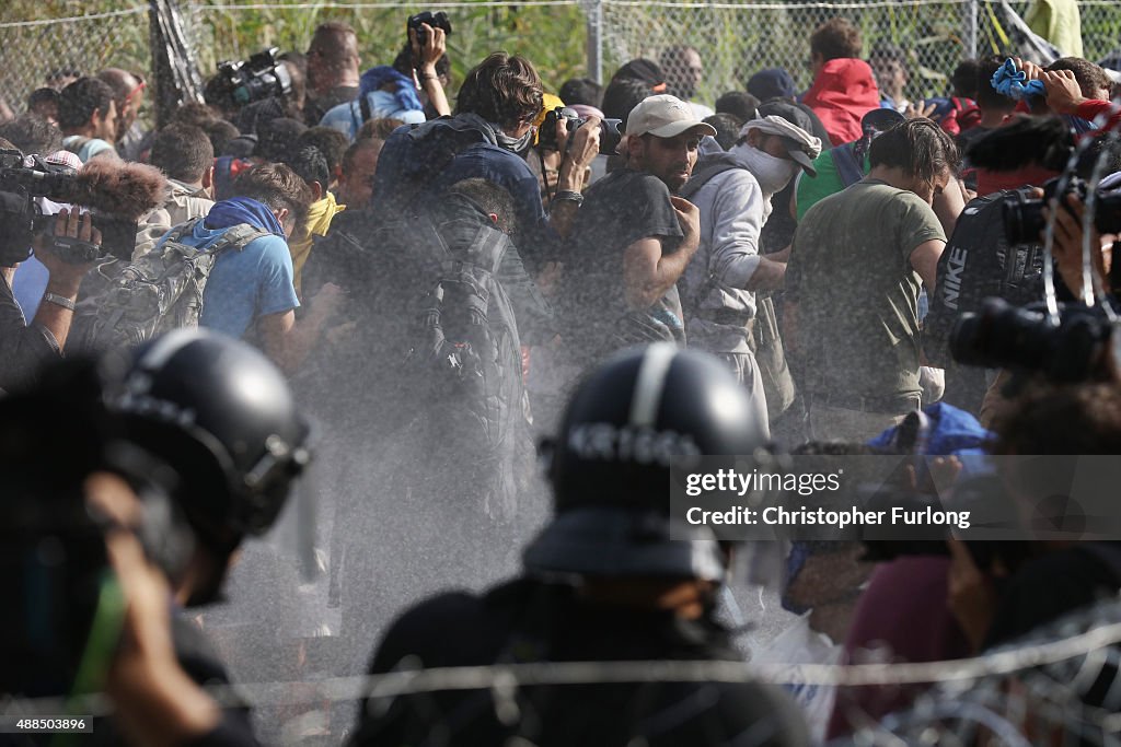 Violent Clashes On The Hungarian Border After Migrants Attempt To Break Through The Fence