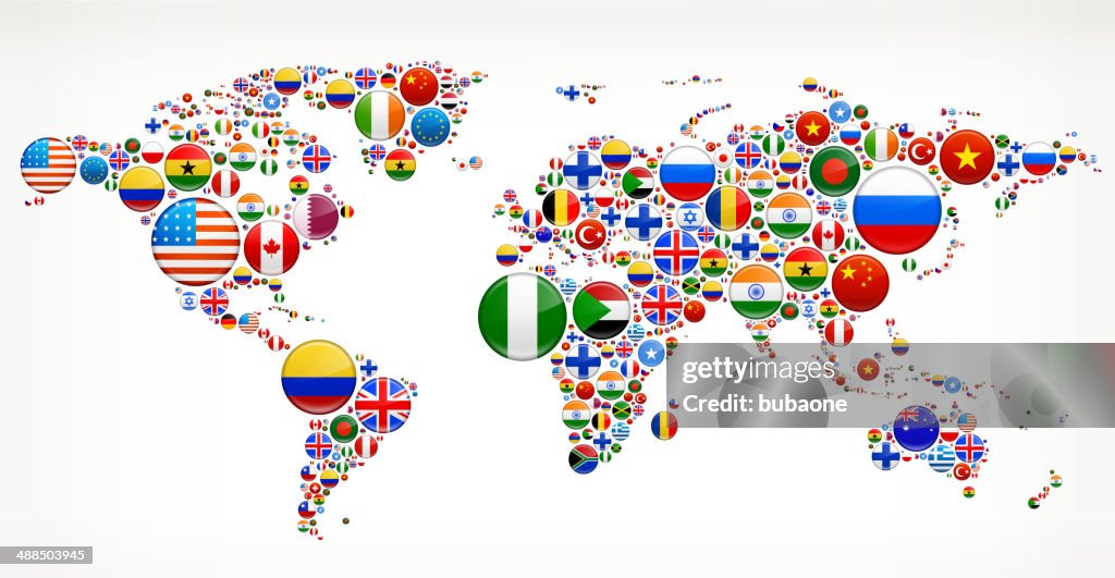 Map Button Flag World Map With Flag Buttons High-Res Vector Graphic - Getty Images