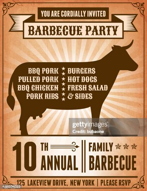 4 th of july barbecue-party lizenzfreie vektor-postkarte - bbq chicken stock-grafiken, -clipart, -cartoons und -symbole