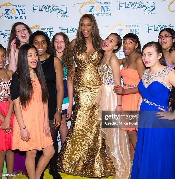 Tyra Banks and the girls of the Tyra Banks TZONE attend Tyra Banks' Flawsome Ball 2014 at Cipriani Wall Street on May 6, 2014 in New York City.