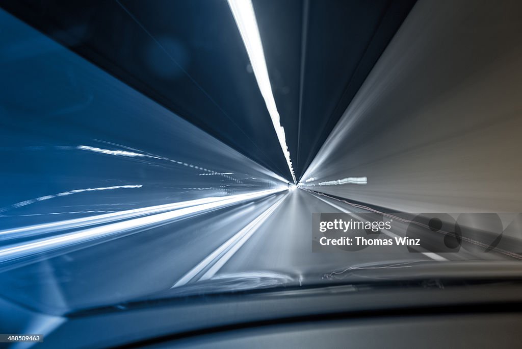 Driving through a tunnel