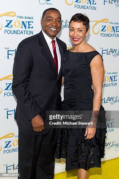 Former NBA player/coach Isiah Thomas and Lynn Kendall attend Tyra Banks' Flawsome Ball 2014 at Cipriani Wall Street on May 6, 2014 in New York City.