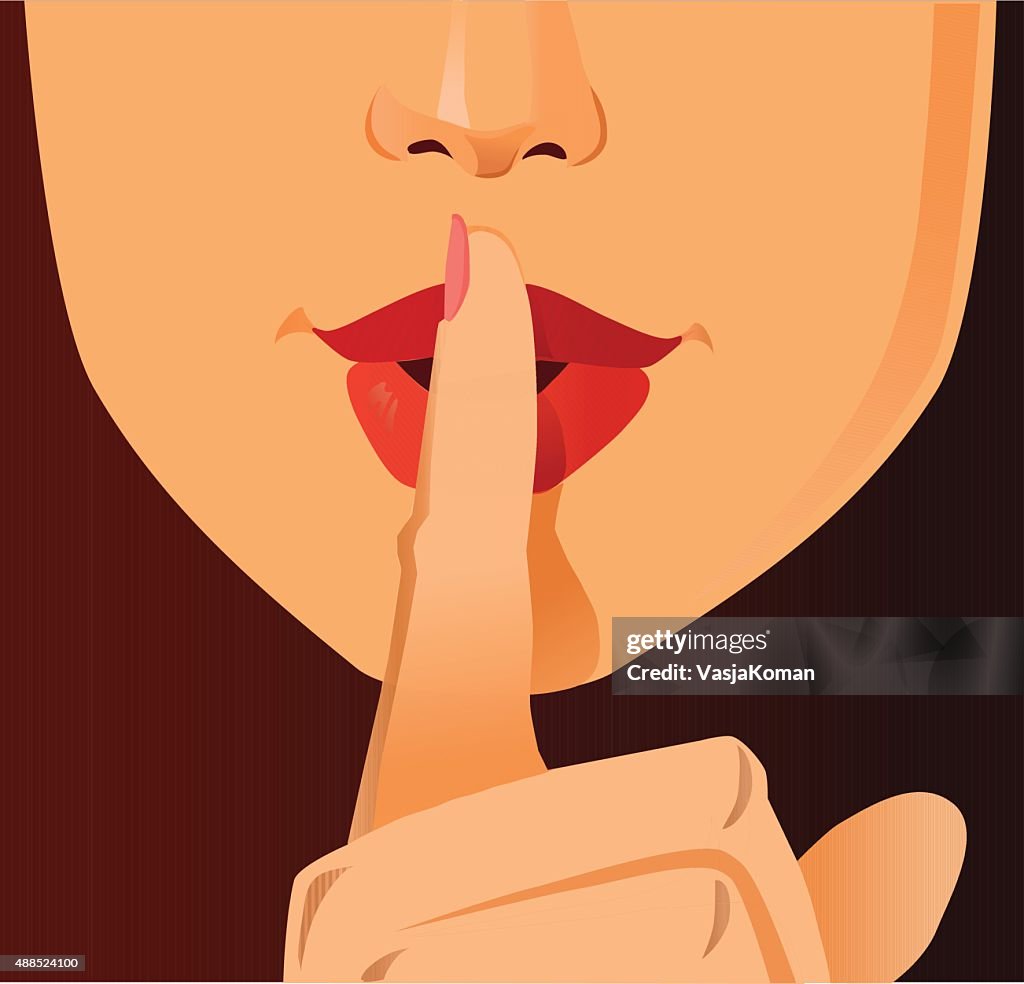 Stille Geste mit dem Finger auf die Lippen-Nahaufnahme