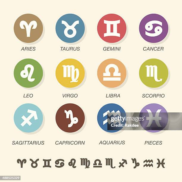 zodiac-icons-farbe kreis serie - steinbock erdzeichen stock-grafiken, -clipart, -cartoons und -symbole
