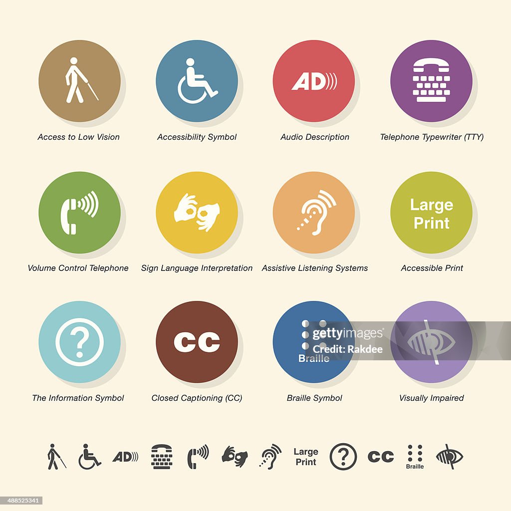 Disability Access Icons - Color Circle Series