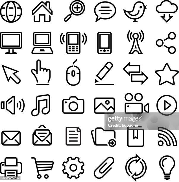 internet royalty-free vector graphics black and white vector icon set - photograph icon stock illustrations
