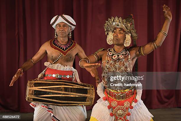 kandyan dancer during the show, kandy, sri lanka - sri lankan ethnicity stock pictures, royalty-free photos & images