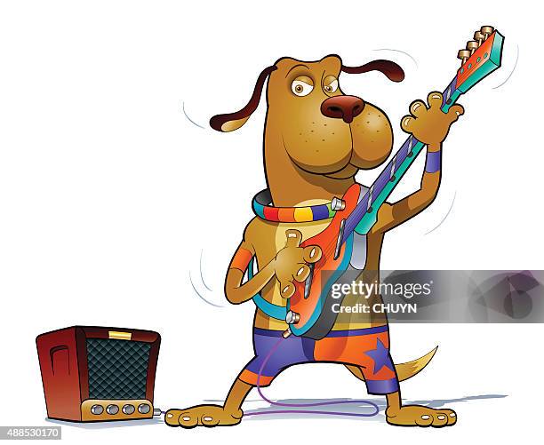 lead guitar star - artists with animals stock illustrations