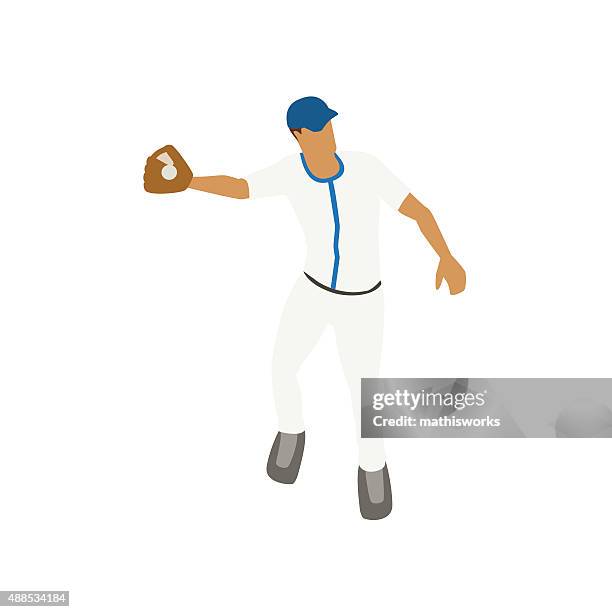 catching baseball illustration - baseball outfielder stock illustrations