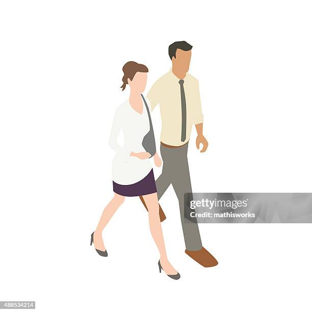 couple walking illustration - hispanic couple stock illustrations