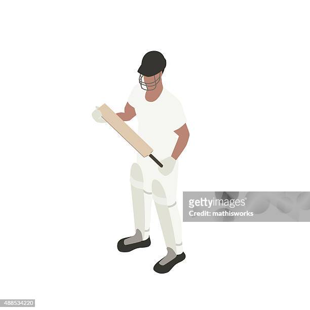 cricket-spieler illustrationen - cricket player white background stock-grafiken, -clipart, -cartoons und -symbole