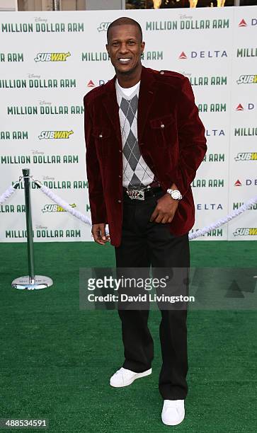 Former MLB player Eric Davis attends the premiere of Disney's "Million Dollar Arm" at the El Capitan Theatre on May 6, 2014 in Hollywood, California.