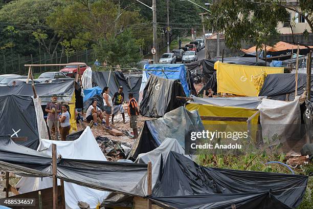 Around 2,500 families associated with Brazil's Homeless Workers' Movement live in a makeshift campsite close to Sao Paulo's World Cup stadium, Arena...