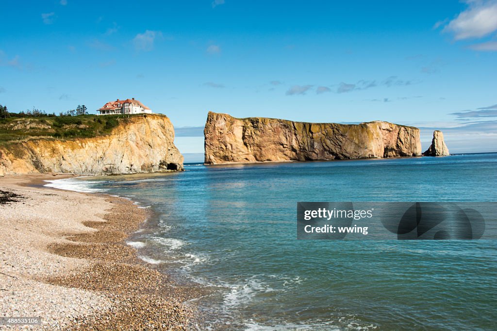 Perce' Rock taken from the wharf in Perce', Quebec