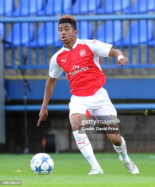 Reiss Nelson of Arsenal during the UEFA Youth League match between GNK Dinamo Zagreb and Arsenal on September 16, 2015 in Zagreb, Croatia.