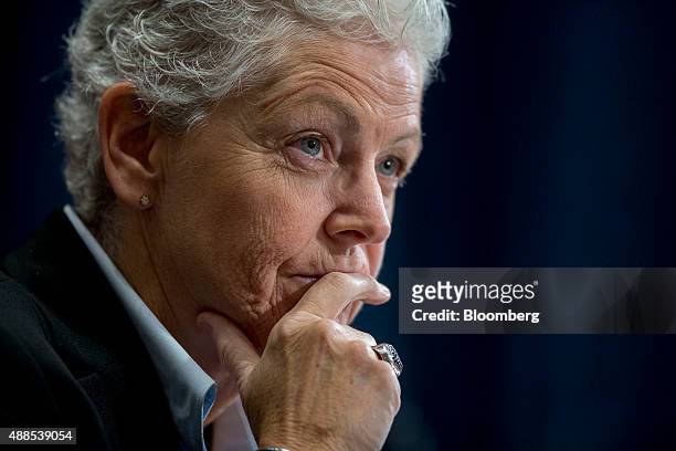 Gina McCarthy, administrator of the Environmental Protection Agency , listens during a Senate Environment and Public Works Committee hearing on the...