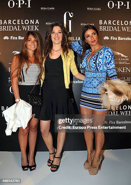 Antonella Roccuzzo, Nuria Cunillera and Daniella Semaan attend the Rosa Clara fashion show during 'Barcelona Bridal Week 2014' on May 6, 2014 in...