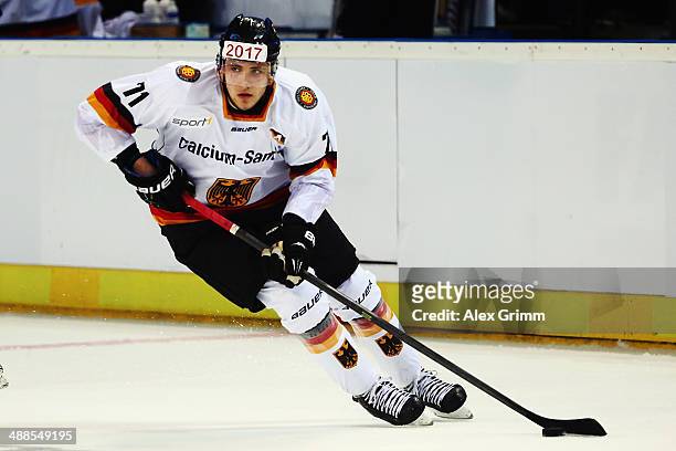 Leon Draisaitl of Germany during the international ice hockey friendly match between Germany and USA at Arena Nuernberger Versicherung on May 6, 2014...