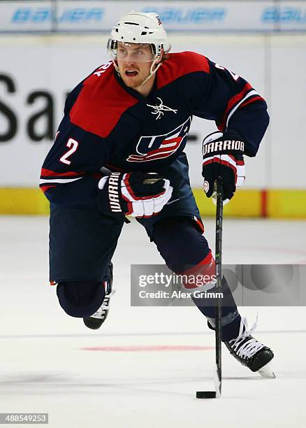 Jeff Petry of USA during the international ice hockey friendly match between Germany and USA at Arena Nuernberger Versicherung on May 6, 2014 in...