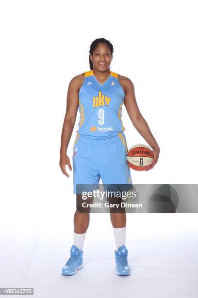 Markeisha Gatling of the Chicago Sky poses for a portrait on WNBA Media Day on May 6, 2014 at Sachs Recreation Center in Deerfield, Illinois. NOTE TO...