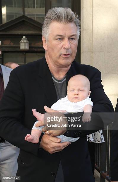 Alec Baldwin and Rafael Baldwin are seen during the 2016 New York Fashion Week: The Shows - Day 6 on September 15, 2015 in New York City.
