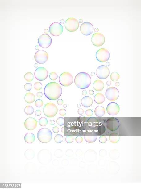 lock soap bubbles royalty free vector icon set - soap bubble background stock illustrations