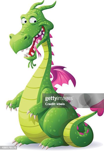 ilustraciones, imágenes clip art, dibujos animados e iconos de stock de riendo verde dragon - dragón