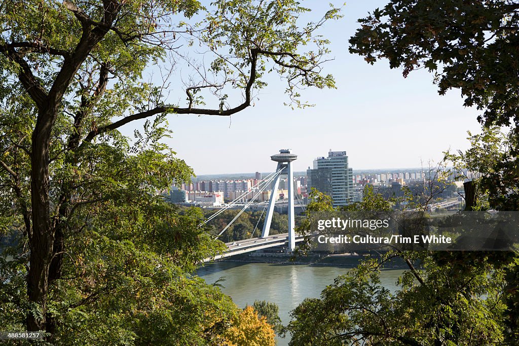 UFO bridge over the Danube river, Bratislava, Slovakia