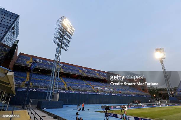 General view of Maksimir Stadium ahead of the the UEFA Champions League Group Stage match between GNK Dinamo Zagreb and Arsenal on September 16, 2015...