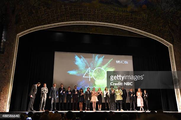 Premiere at Toronto International Film Festival -- Pictured: Michael Lerman, TIFF Moderator; Tim Kring, Creator; Jack Coleman, Zachary Levi, Robbie...