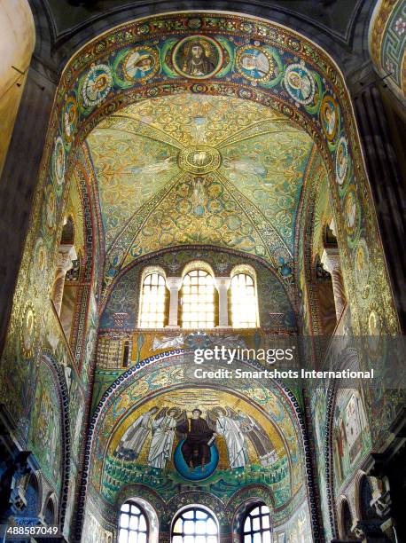 byzantine mosaics in san vitale, ravenna, italy - basilica of san vitale stock pictures, royalty-free photos & images