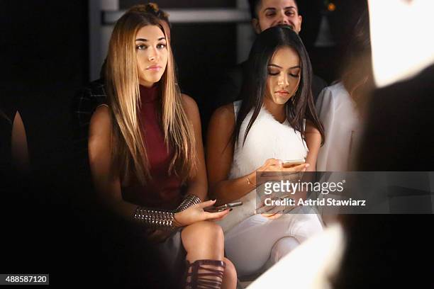 Models Chantel Jeffries and Karrueche Tran attend Thomas Wylde Spring 2016 during New York Fashion Week: The Shows at The Dock, Skylight at Moynihan...