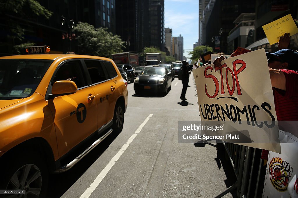 Taxi Drivers Rally In Favor Of Stricter Regulations For Part Time Car Service Drivers