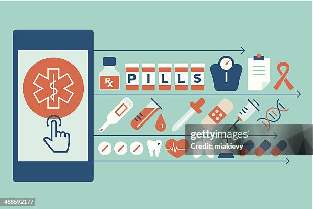 mobile pharmacy - interactive-tool-icons stock illustrations