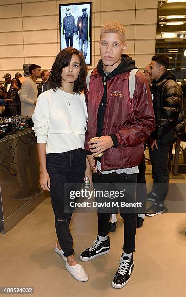 Ashley Sky and boyfriend attend the Little Simz x G-Star RAW in-store album launch for 'A Curious Tale of Trials + Persons' on September 16, 2015 in...