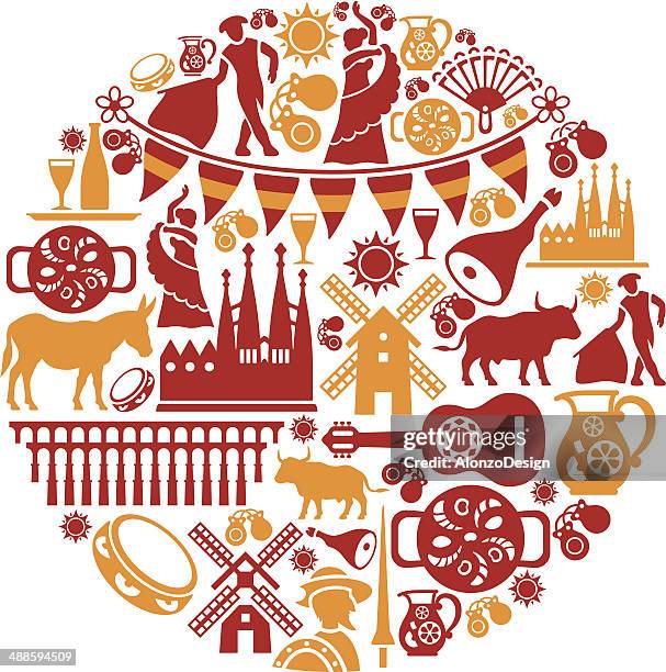 spanish collage - tapas stock illustrations