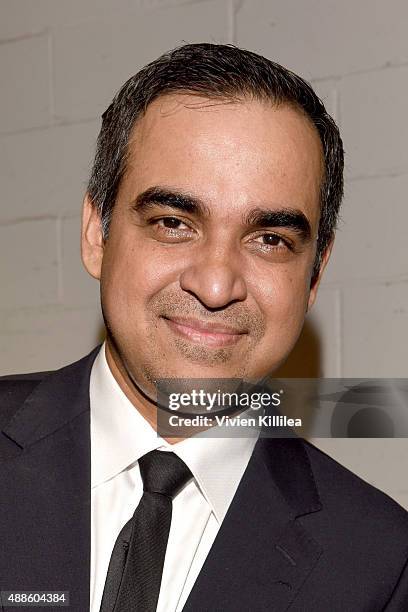 Designer Bibhu Mohapatra poses backstage at his Spring 2016 show during New York Fashion Week: The Shows at The Gallery, Skylight at Clarkson Sq on...