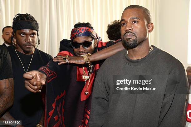 Chainz and Kanye West attend Kanye West Yeezy Season 2 during New York Fashion Week at Skylight Modern on September 16, 2015 in New York City.