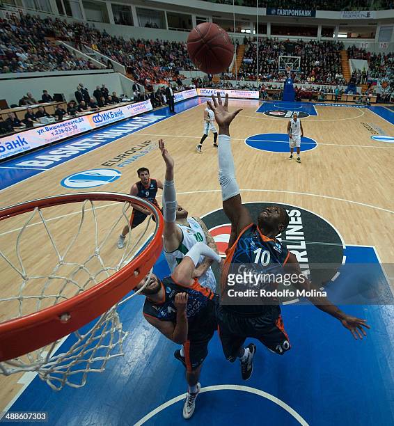 Romain Sato, #10 of Valencia Basket in action during the Eurocup Basketball Finals Game 2 between Unics Kazan v Valencia Basket at Basket Hall Kazan...