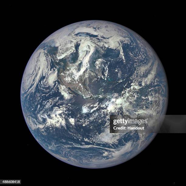 In this handout provided by the National Aeronautics and Space Administration, Earth as seen from a distance of one million miles by a NASA...